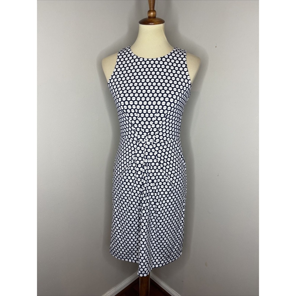 J.‎ McLaughlin Sleeveless Blue White Print Kneelength Catalina Cloth Dress